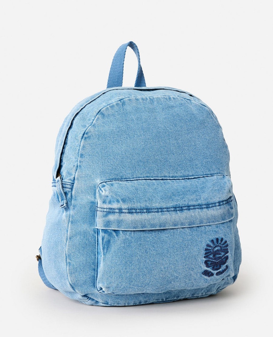 rugzak van distressed denim met een inhoud van 10 liter