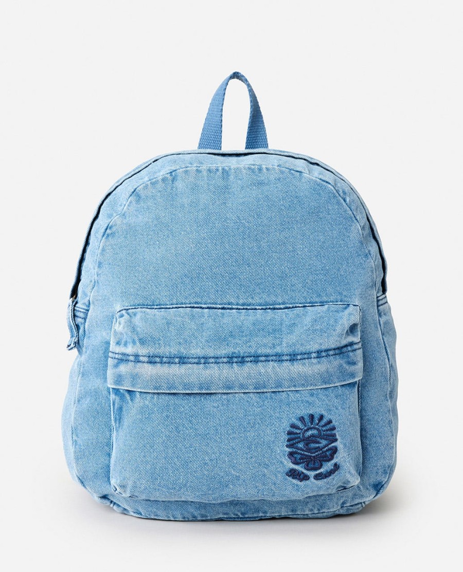 rugzak van distressed denim met een inhoud van 10 liter