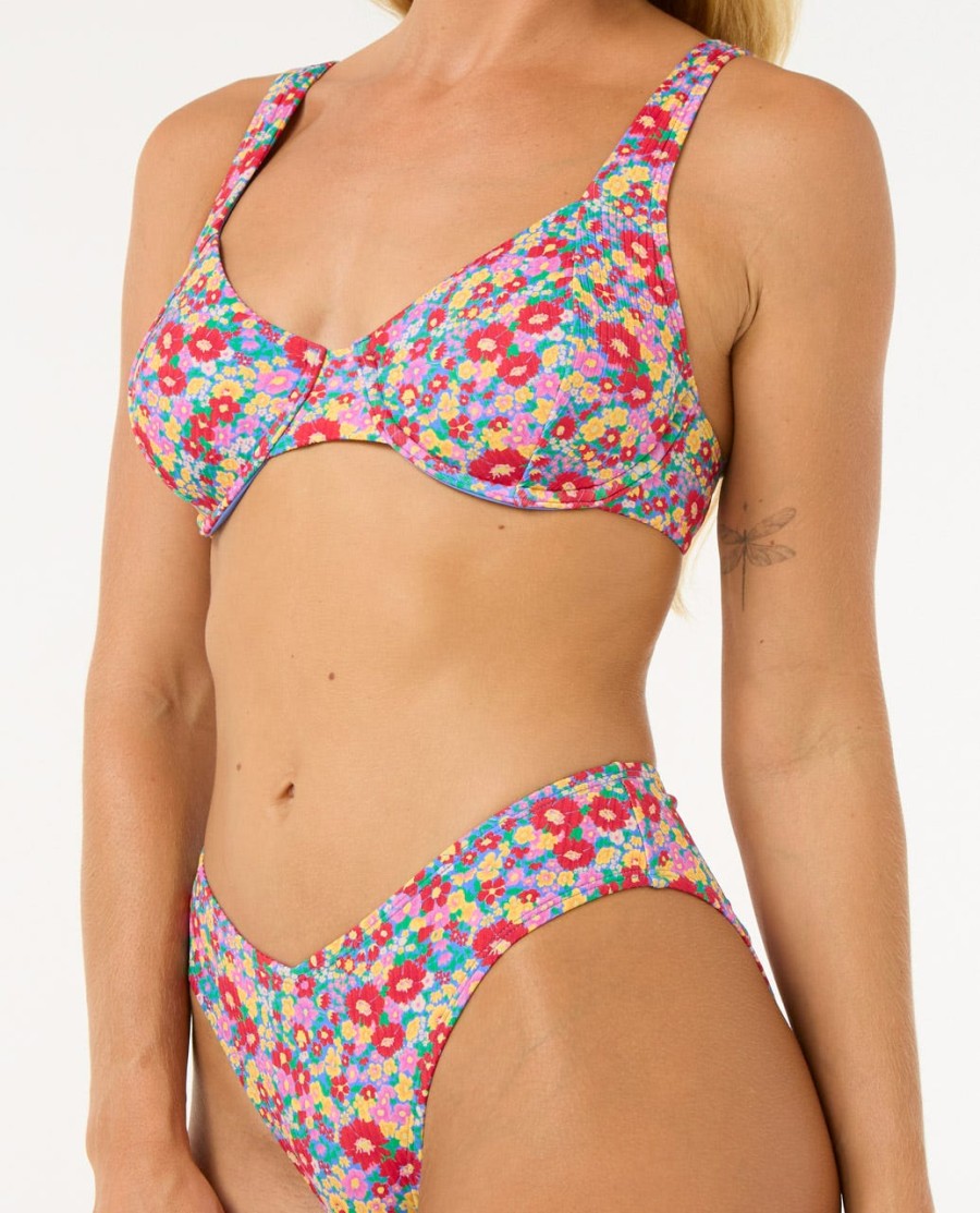 las flores bikinibroekje met hoge beenuitsnijding en goede dekking