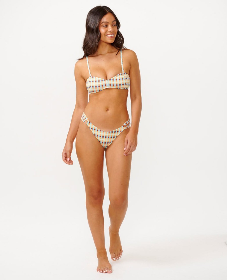 lottie check bandeau bikini top