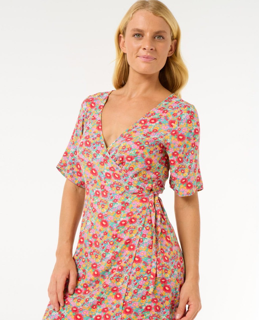 las dalias ditsy wrap dress