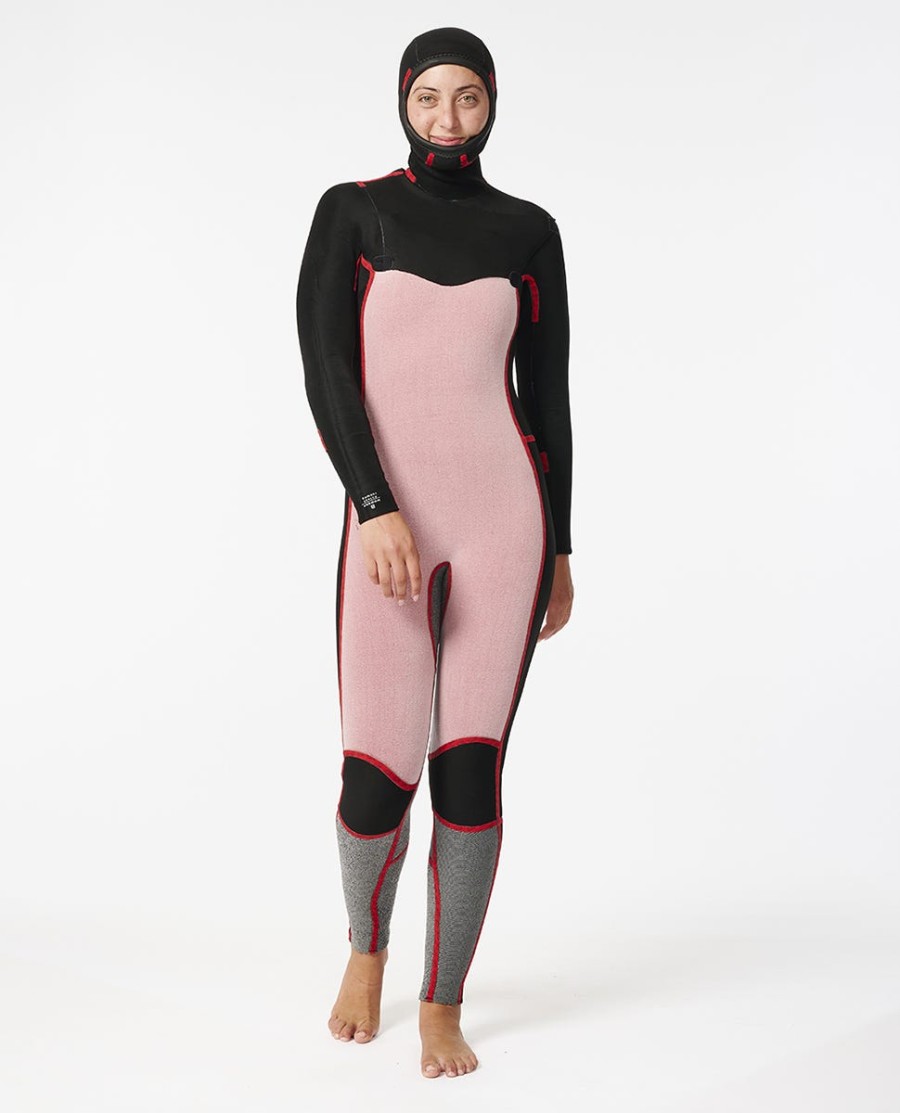 dawn patrol 54 wetsuit met capuchon en ritssluiting op de borst