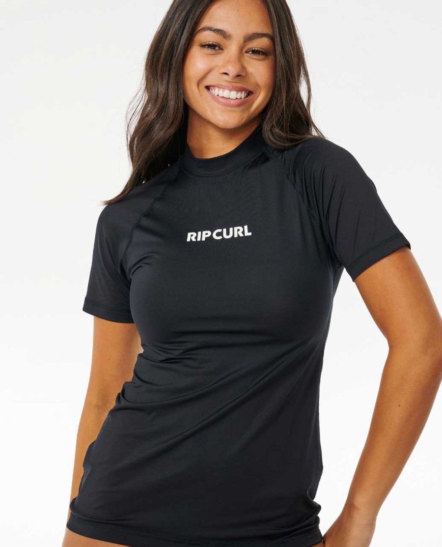 klassieke surf uv-beschermende rashguard met korte mouwen