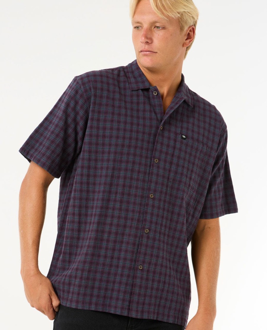 klassiek surfshirt met korte mouwen en ruitpatroon