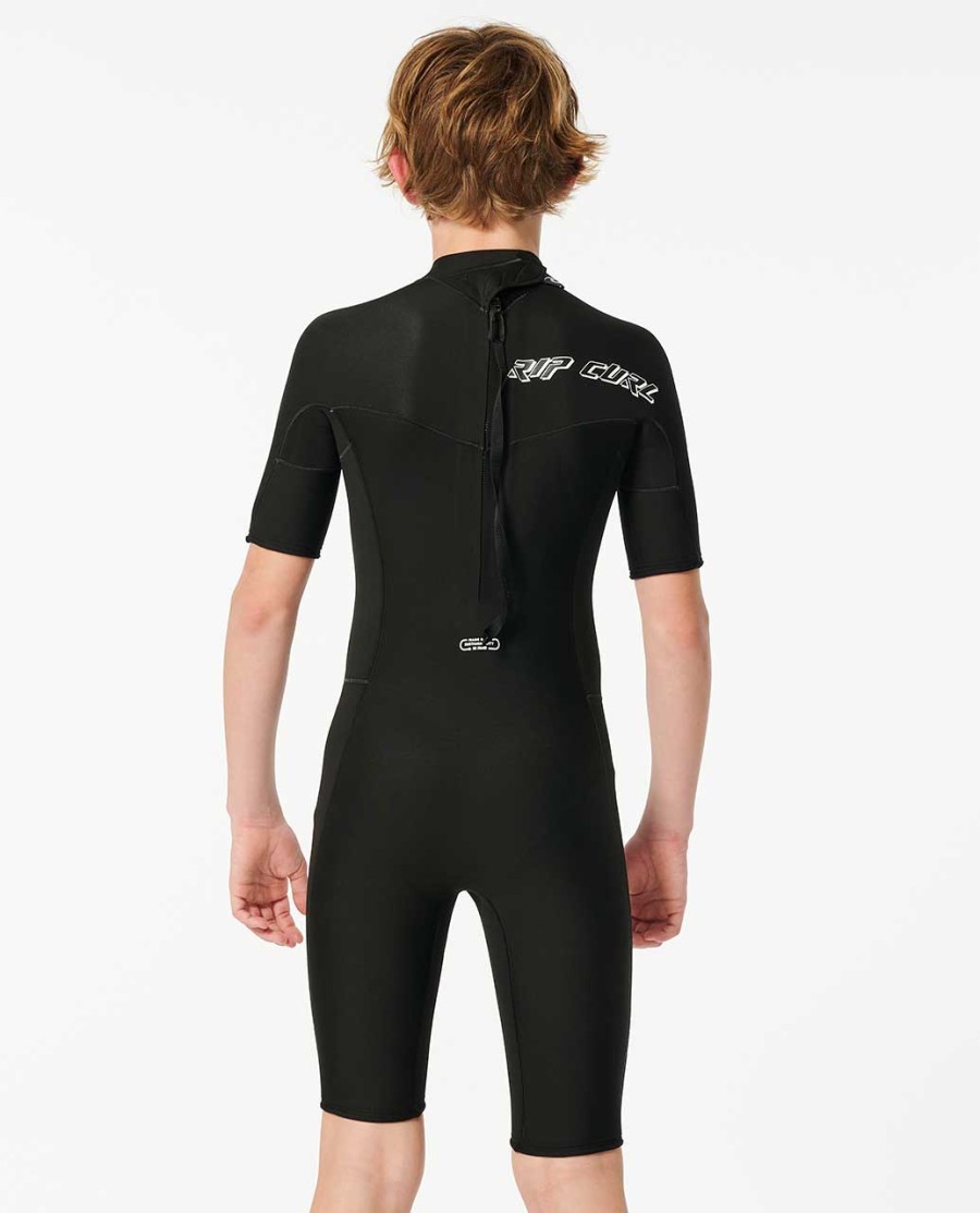 jongens dawn patrol springpak met korte mouwen en ritssluiting aan de achterkant 2 mm dik