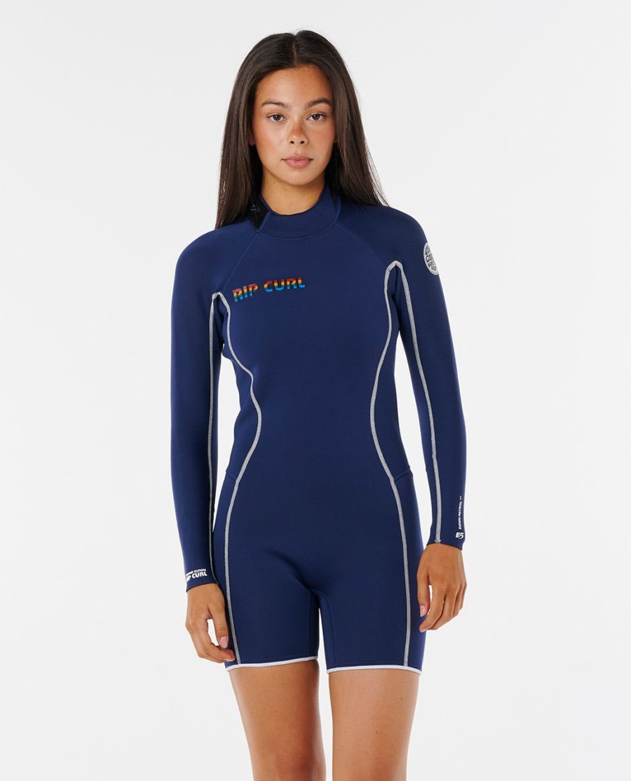 steph gilmore dawn patrol springsuit met rits op de rug en lange mouwen 2 mm dik