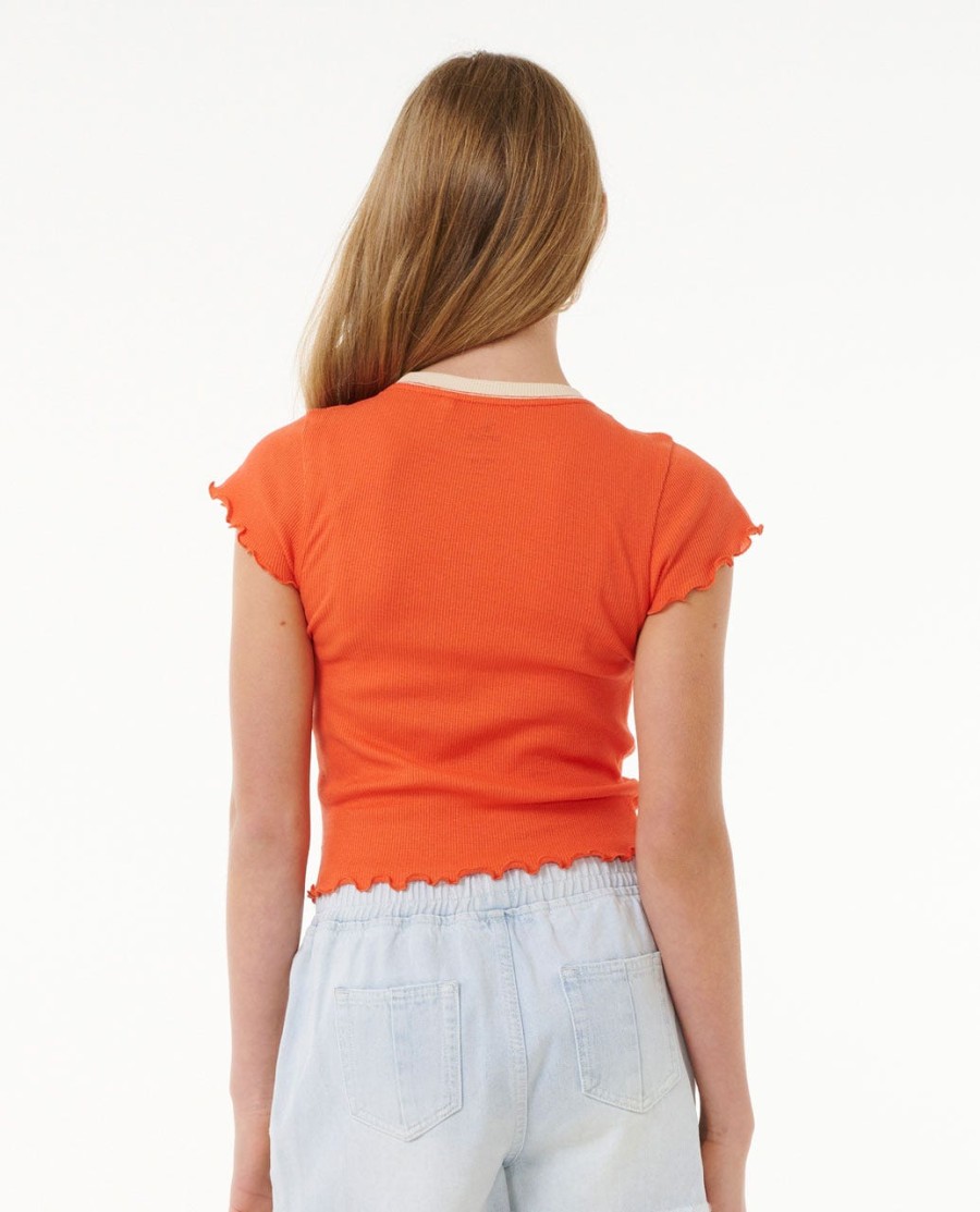 zomerzonnewende rib t-shirt - meisjes 8-14 jaar