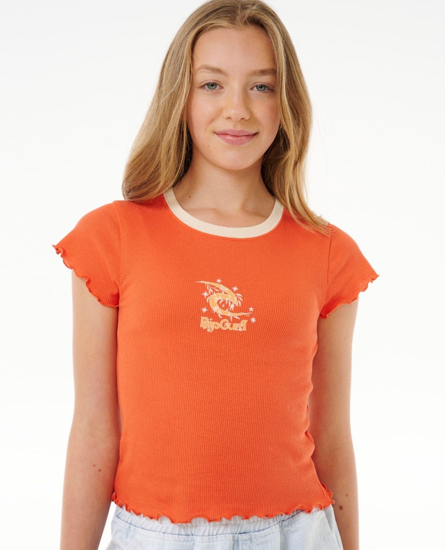 zomerzonnewende rib t-shirt - meisjes 8-14 jaar