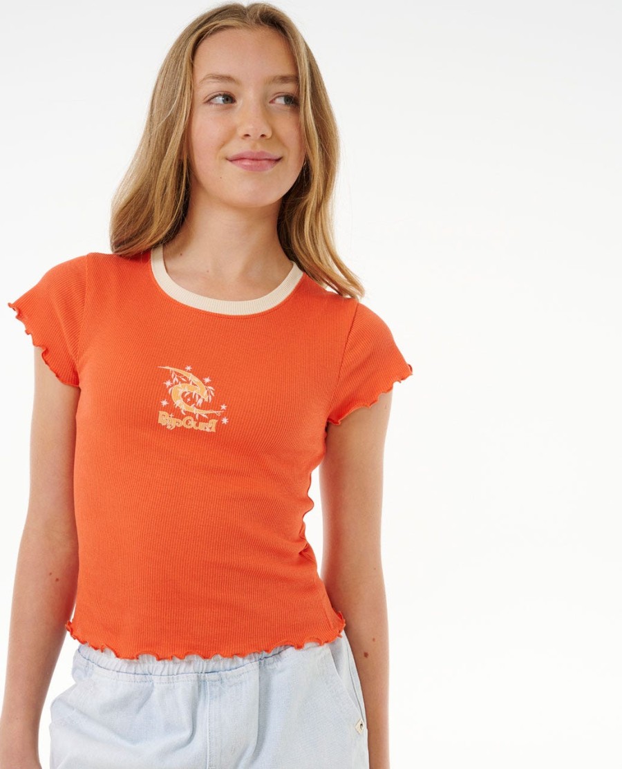 zomerzonnewende rib t-shirt - meisjes 8-14 jaar